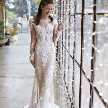 Transparent Sleeves Wedding Dress