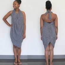 Sarong tied around his neck