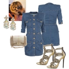 Silver shoes for a denim dress