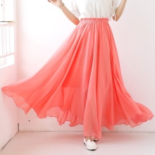chiffon coral skirt