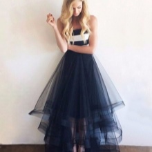 Long puffy organza skirt in blue