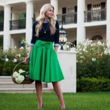 Green skirt with a bow