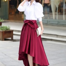 Burgundy skirt with a bow