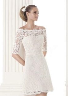 Openwork short wedding dress