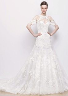 Openwork throat on a wedding dress