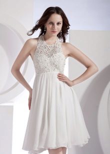 Short airy chiffon summer wedding dress