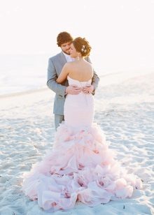 Pink beach wedding dress