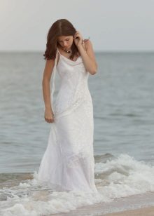Wedding beach dress with a train
