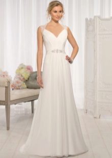 Straight wedding dress with a belt