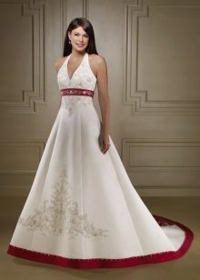 A-Line Wedding Dress with Red Ribbon