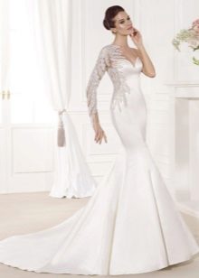 Satin mermaid wedding dress with train