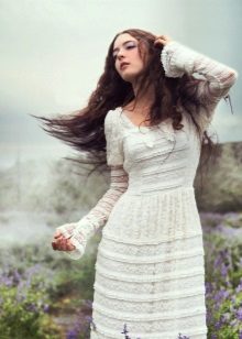 Sheer Lace Boho Wedding Dress