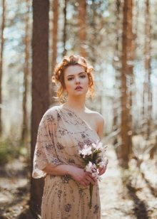 Colorful One Shoulder Wedding Dress