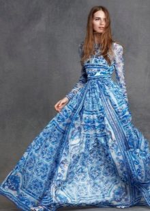 Puffy blue evening dress