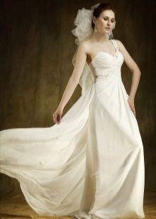 One-shoulder beach wedding dress