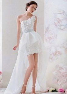 Short wedding dress for a beach ceremony with a loop