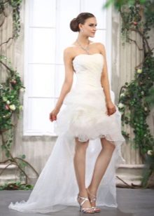 Wedding short puffy dress with a train