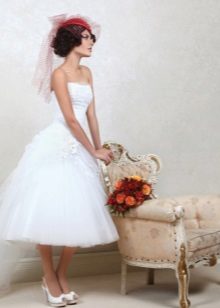 Midi veil wedding dress