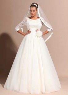 Full lace wedding dress with lace sleeves
