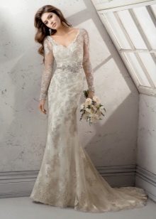 Mermaid Wedding Dress with Lace Long Sleeves