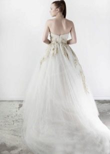 Puffy wedding dress with rhinestones