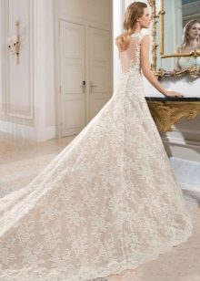 Lush lace wedding dress with a train