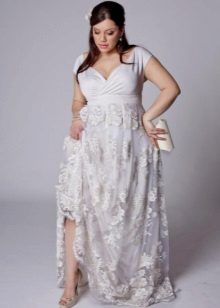 Empire style wedding dress for full with lace skirt
