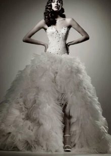 A magnificent wedding dress with a slit