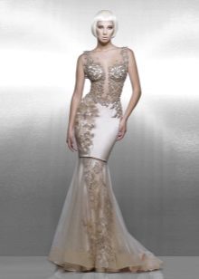 Nude Beige Saiid Kobeisy Evening Dress