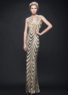 Beige print evening dress