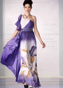 Purple dress with white and yellow