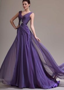 Purple evening dress flying apart