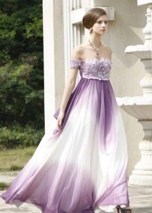 Evening dress - white with purple