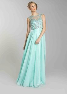 Mint color evening dress - blonde