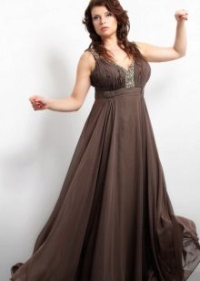 Brown evening dress for the full