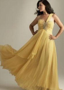 One shoulder evening gown for full