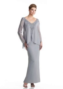 Evening dress for mom of the groom with long sleeves