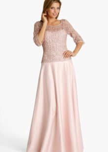 Evening dress for mom of the groom with openwork sleeves