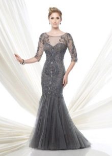 Gray evening dress for mature women