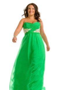 Evening bright green dress for full