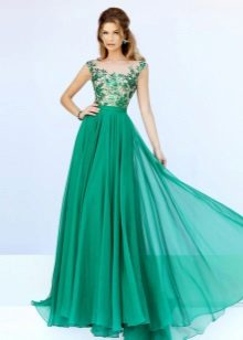 Green evening dress is beautiful