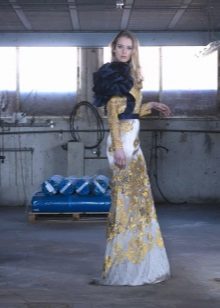 Yellow evening dress with a yellow flower