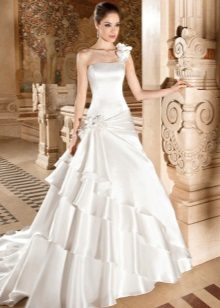 Satin wedding dress with a train