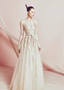 Evening dress with overflow