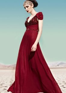 Greek evening dress in burgundy