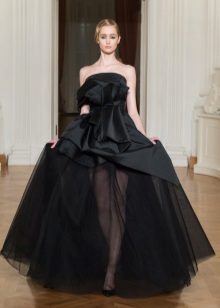 Evening satin dress tiered