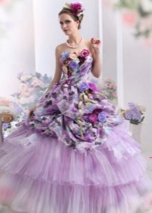 Purple wedding dress with a pattern