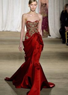 Red mermaid wedding dress