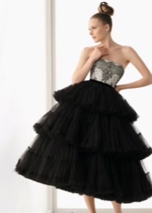 Puffy Short Black Wedding Dress