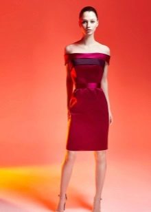 Red satin short evening dress